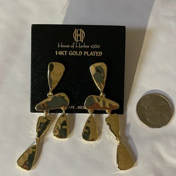 House Of Harlow 1960, 14KT gold plated earrings. New - Picture 5 of 5
